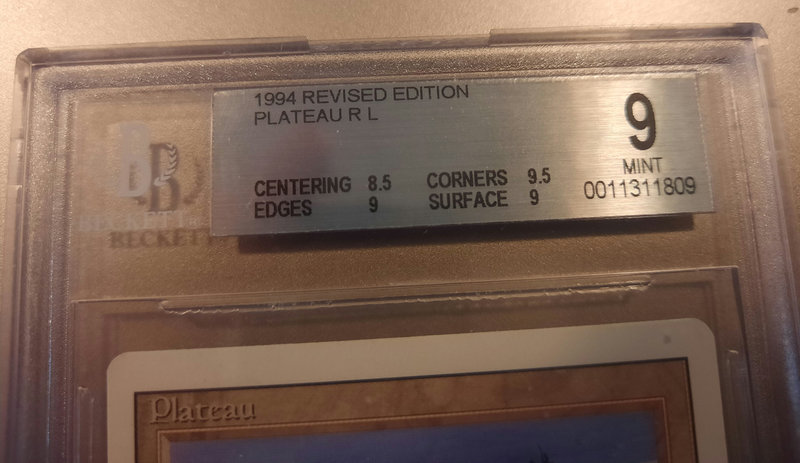 MTG Revised Plateau BGS 9 Mint grading label