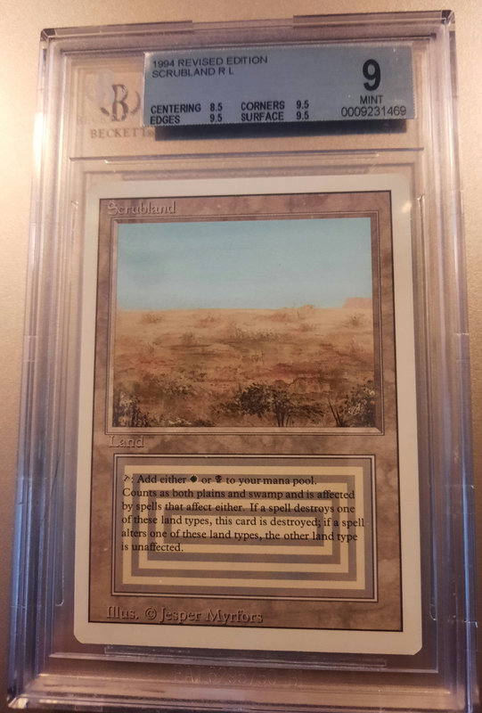 MTG Magic The Gathering Revised Scrubland Mint BGS 9 graded card